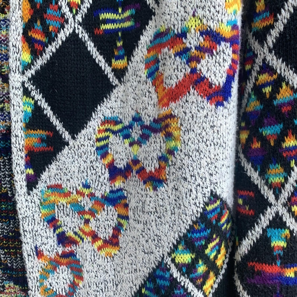 Boho Aztec Hooded Cardigan Sweater Open Front Long Knit Multicolor Size M - Picture 3 of 14